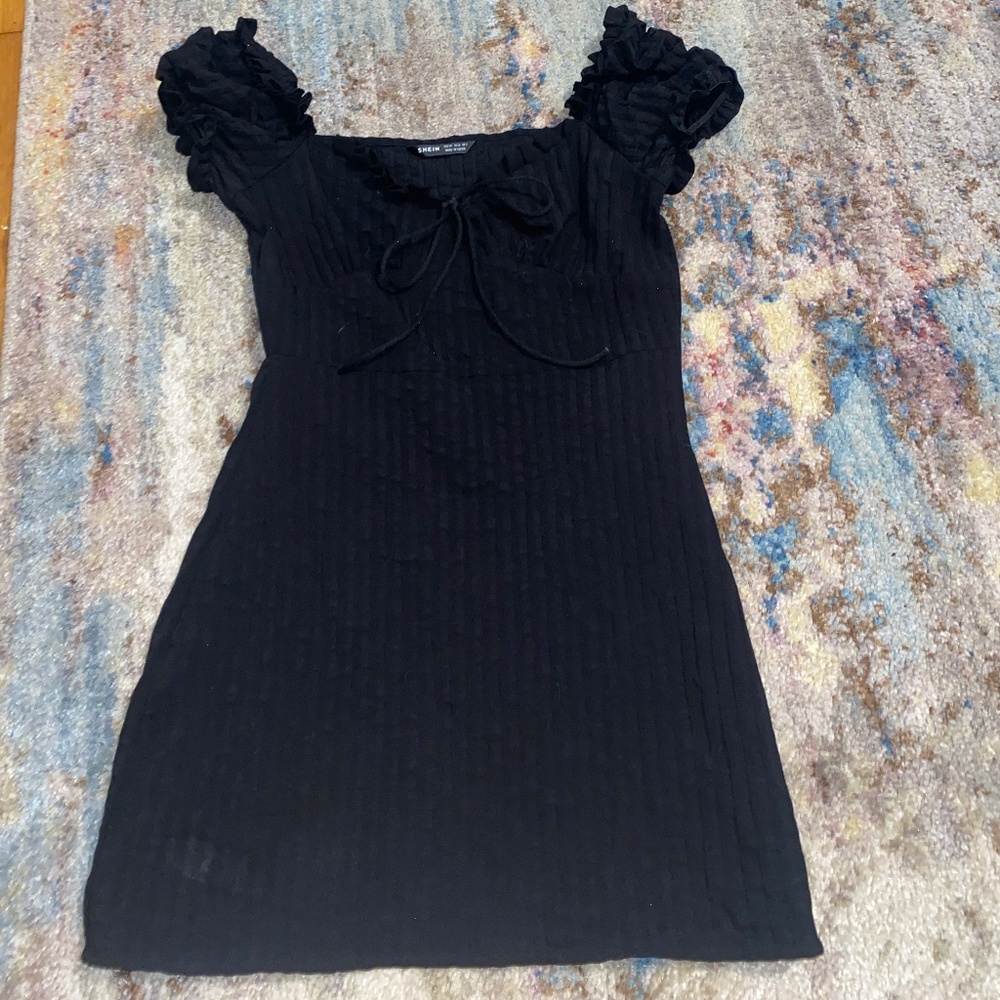 Black front tie dress